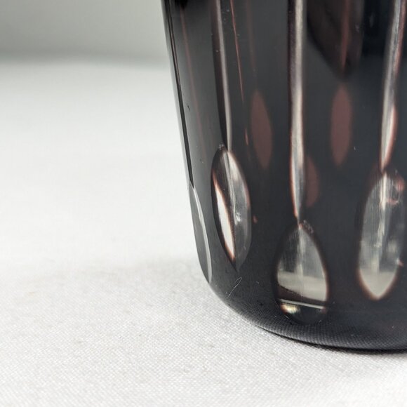 Vintage 5 Bohemian Ruby Cut To Clear Low Ball Whiskey Tumbler Swirls Lines Ovals - Picture 6 of 15